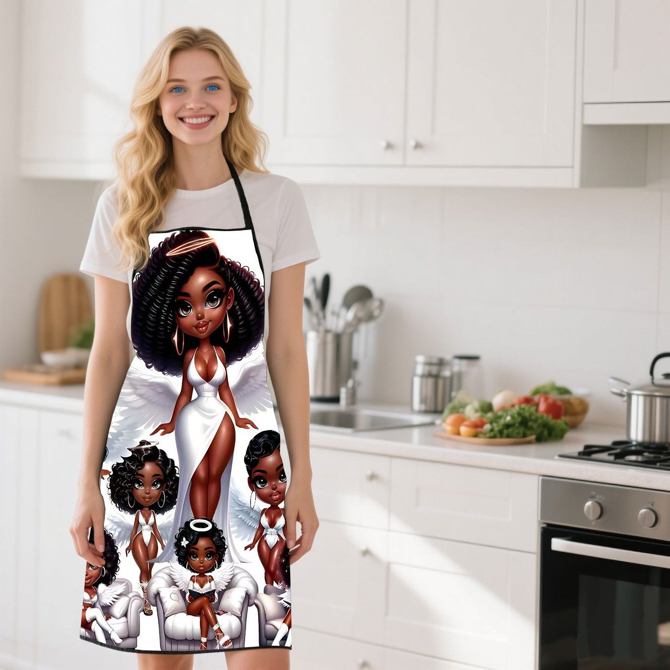 Commercial Fabric Printing - Delantal de Cocina Estampado Angel Beauty,