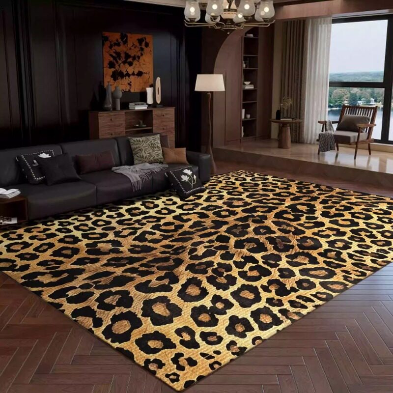 Commercial Printing Online - Alfombra Retro con Estampado de Leopardo